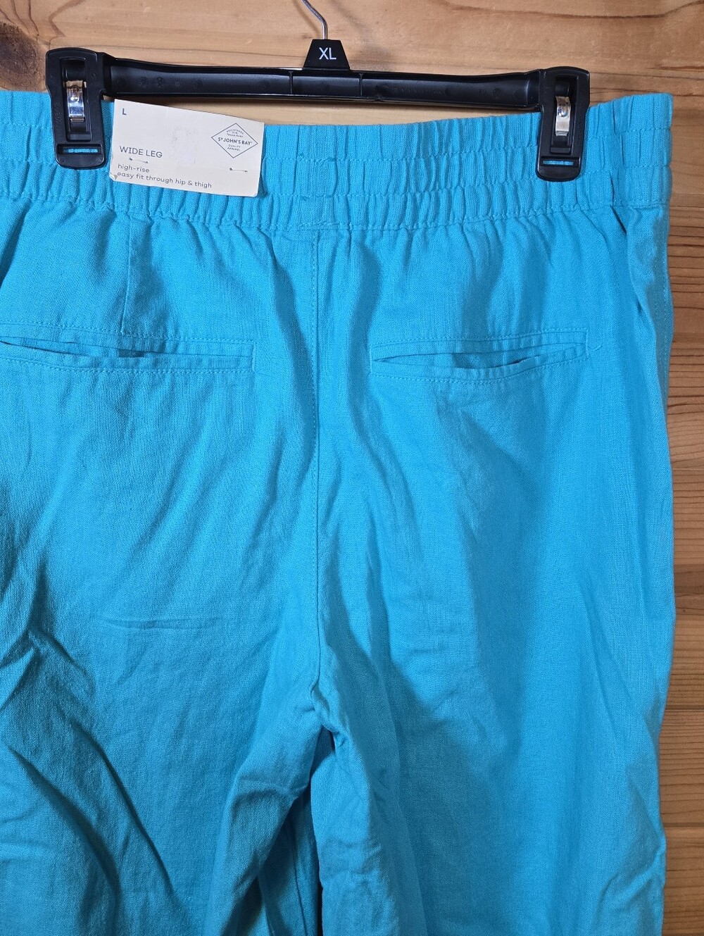 St. John's Bay Linen Rayon Pants NWT Large Wide Leg Turquoise Beach Boho Resort - Picture 3 of 8